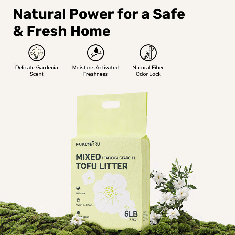 Fukumaru 6L Tapioca Starch Gardenia Scented Mixed Tofu Cat Litter (2.7KG)